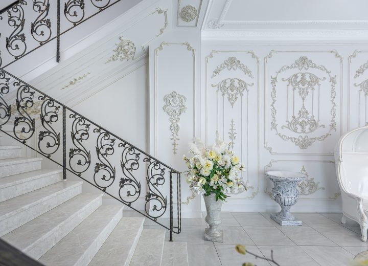 Ornate iron balcony railing