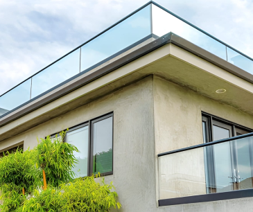 Glass balcony balustrade on a terrace
